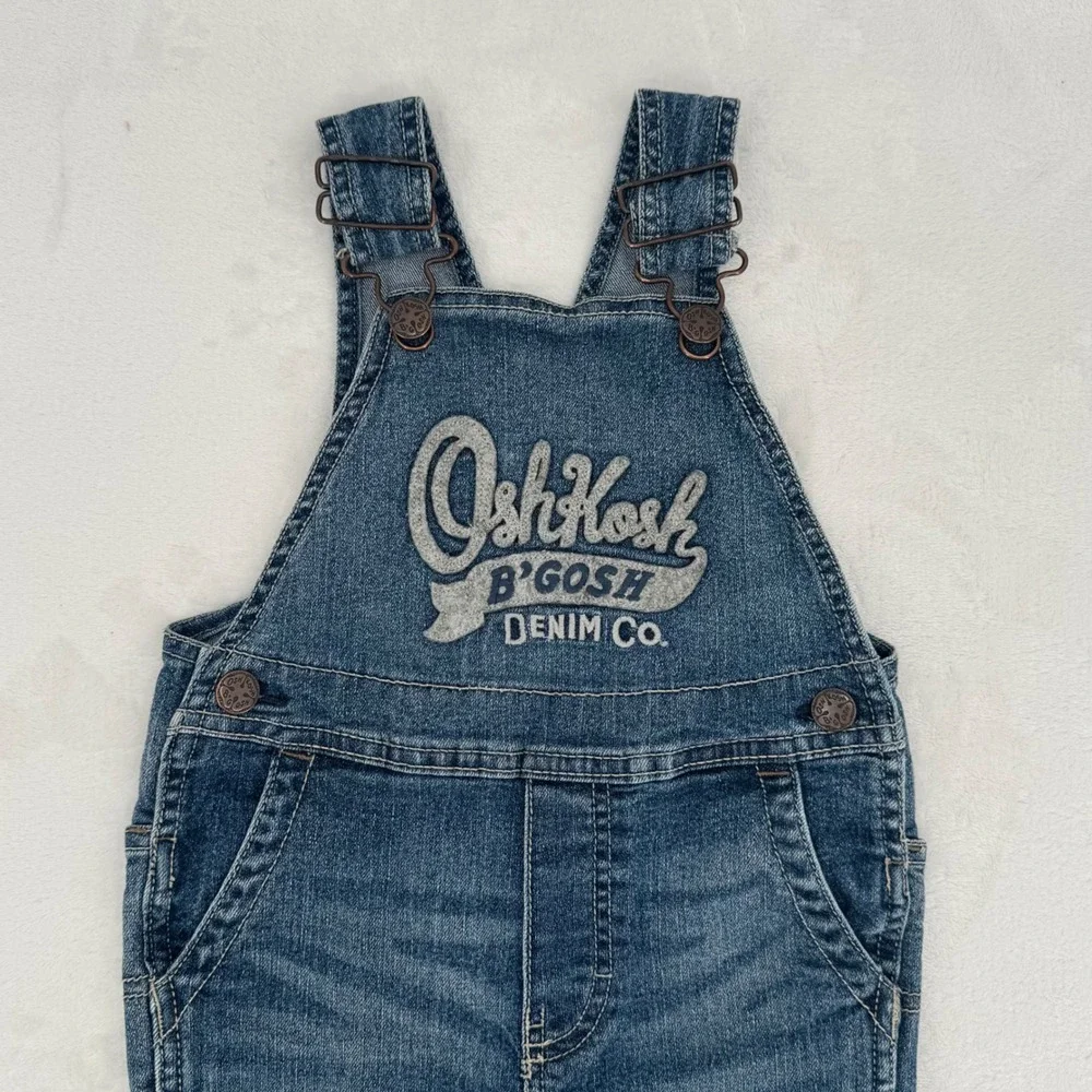 Vintage OshKosh B'gosh Denim Overalls Kids 4T Blue Carpenter Bib Medium Wash
